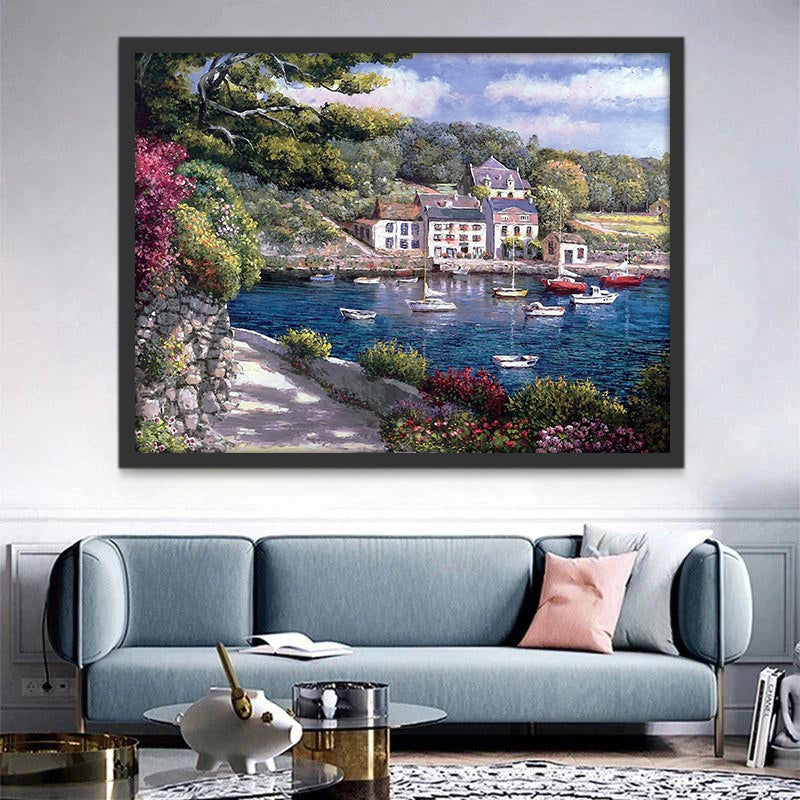 Bateaux sur Méditerranée Peinture par Numéros