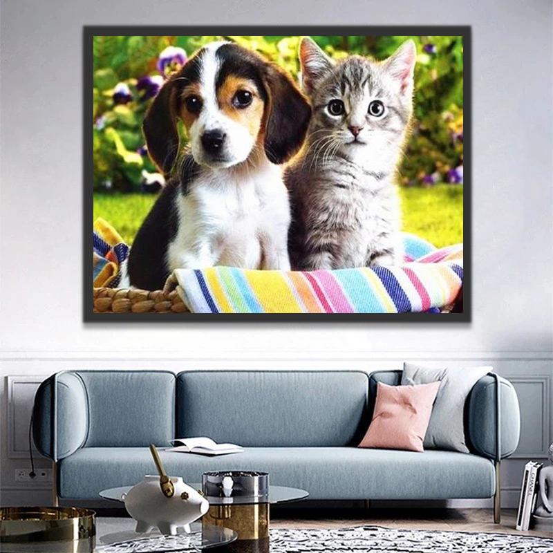 Beagle et Chaton Peinture par Numéros