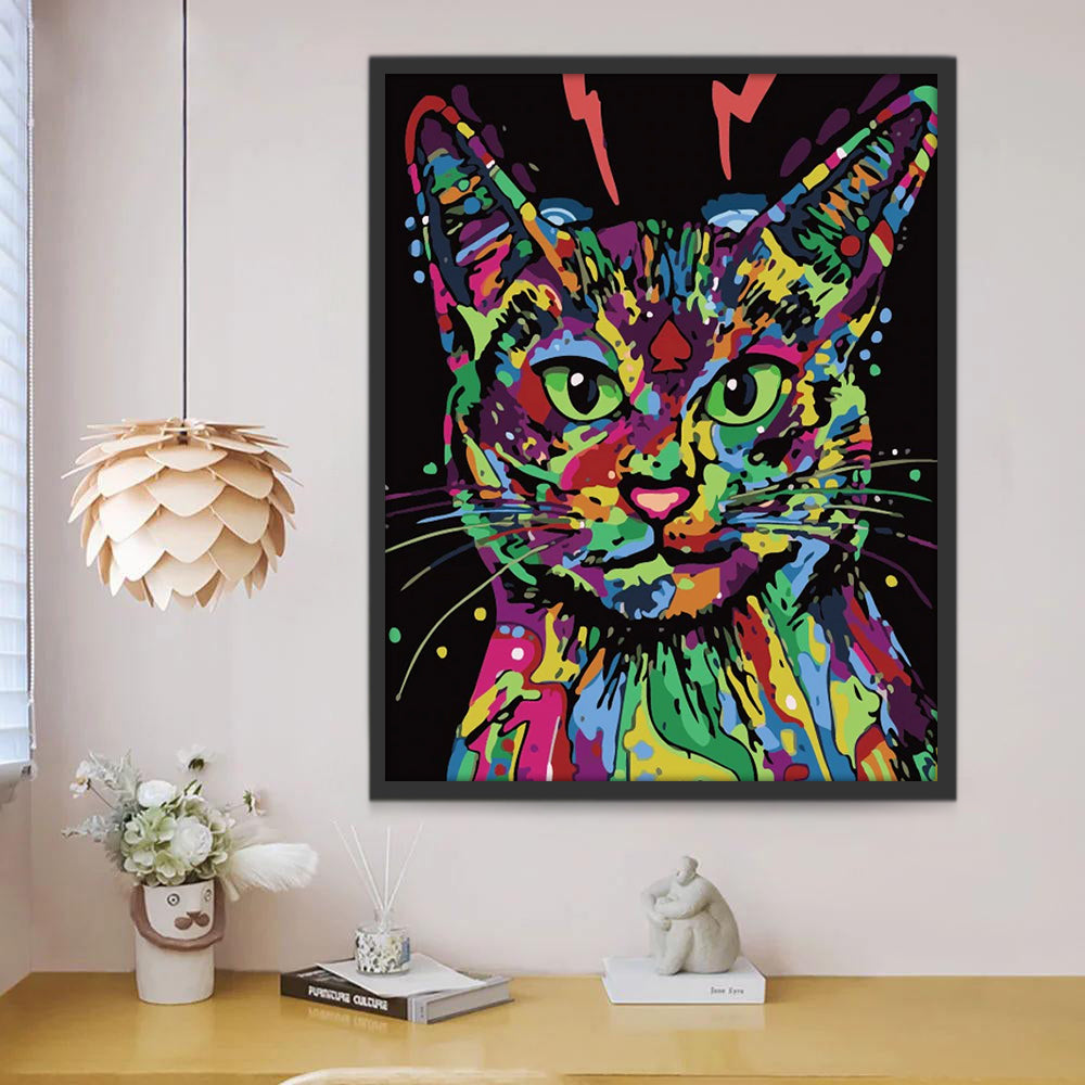 Beau Chat Coloré Peinture par Numéros