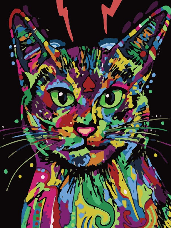 Beau Chat Coloré Peinture par Numéros