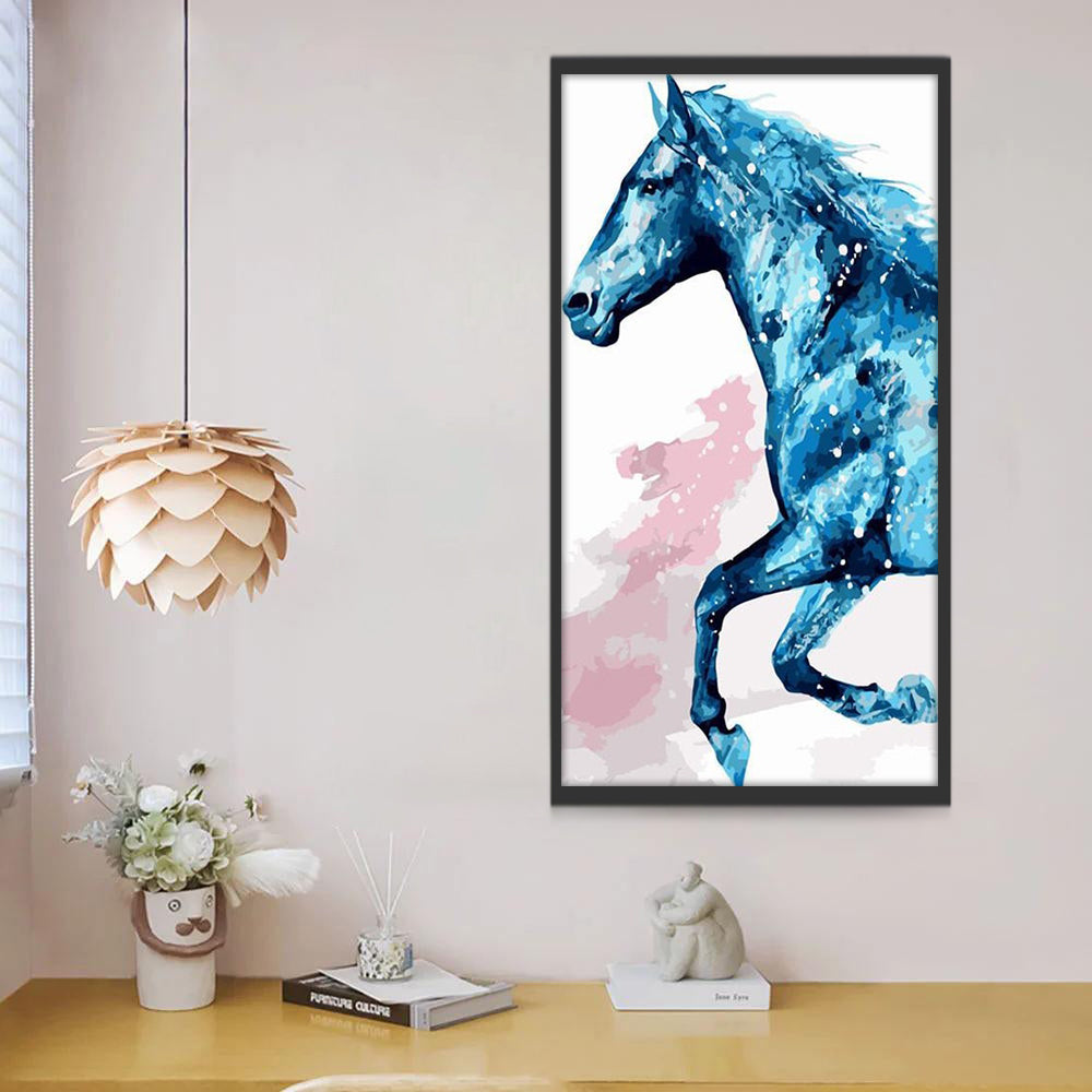 Beau Cheval Bleu Peinture par Numéros