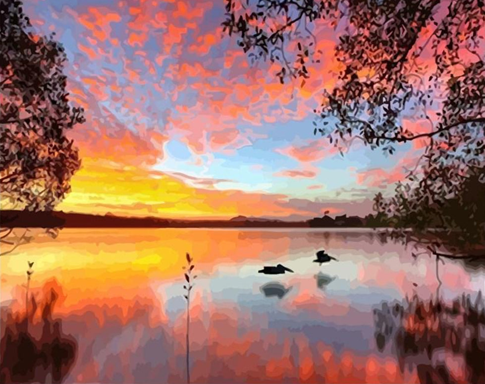 Beau Lac Nature Peinture par Numéros