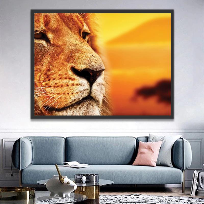 Beau Lion Peinture par Numéros