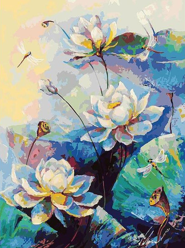Beau Lotus Fleur Peinture par Numéros
