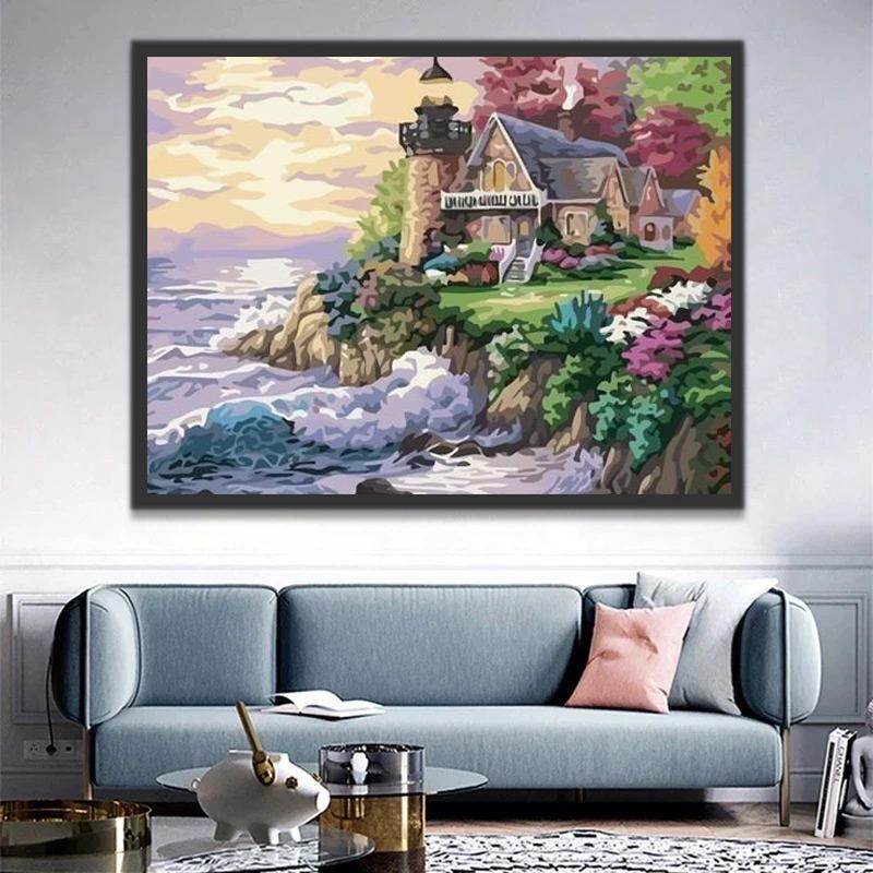 Beau Phare Peinture par Numéros