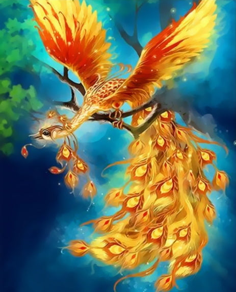 Beau Phénix Doré Peinture par Numéros