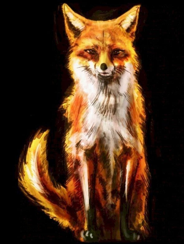 Beau Renard Assis Peinture par Numéros
