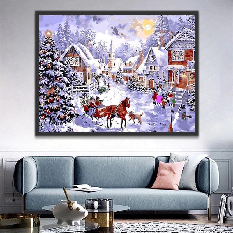 Beau Village Peinture par Numéros