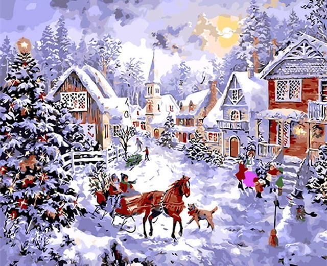 Beau Village Peinture par Numéros