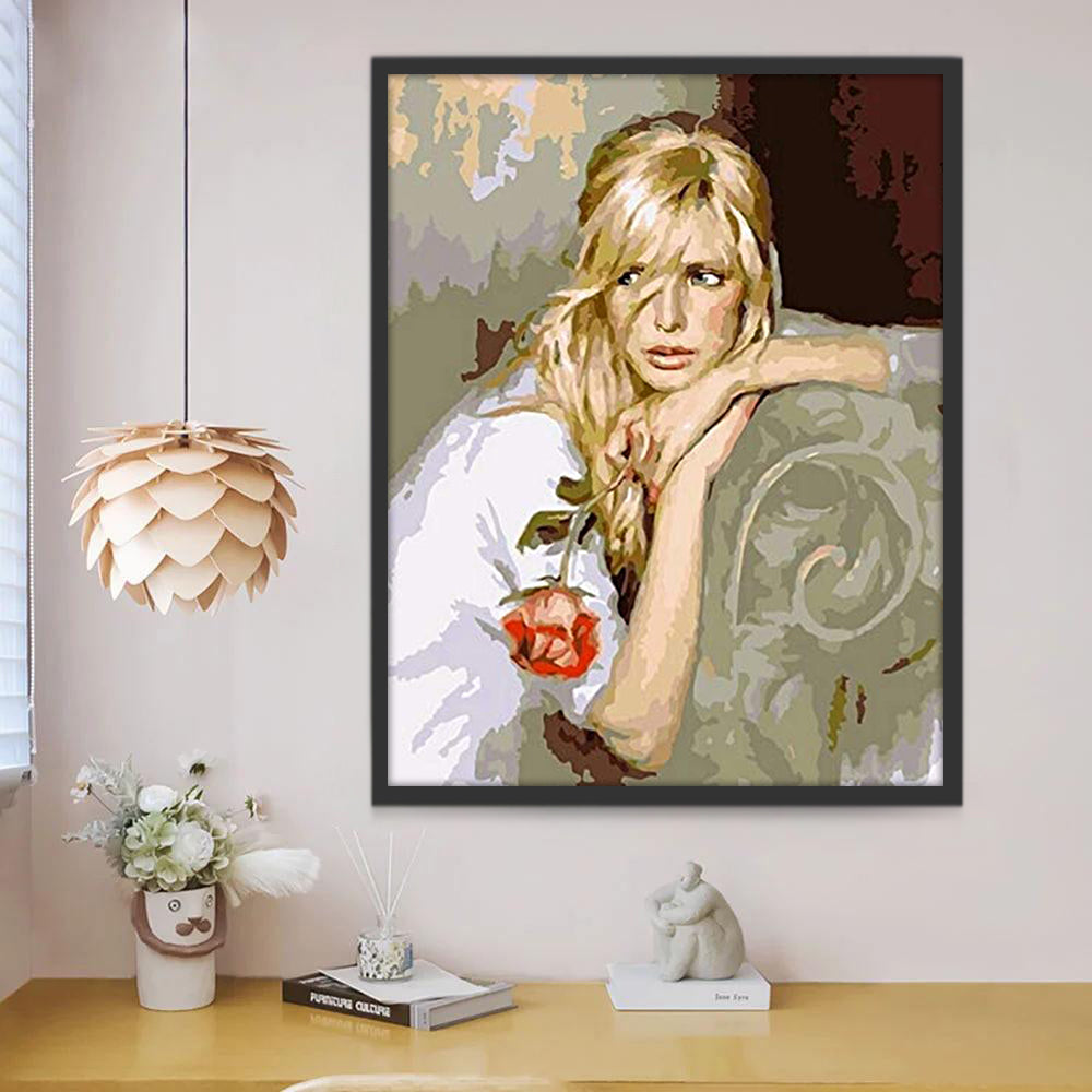 Beauté avec une Rose Peinture par Numéros