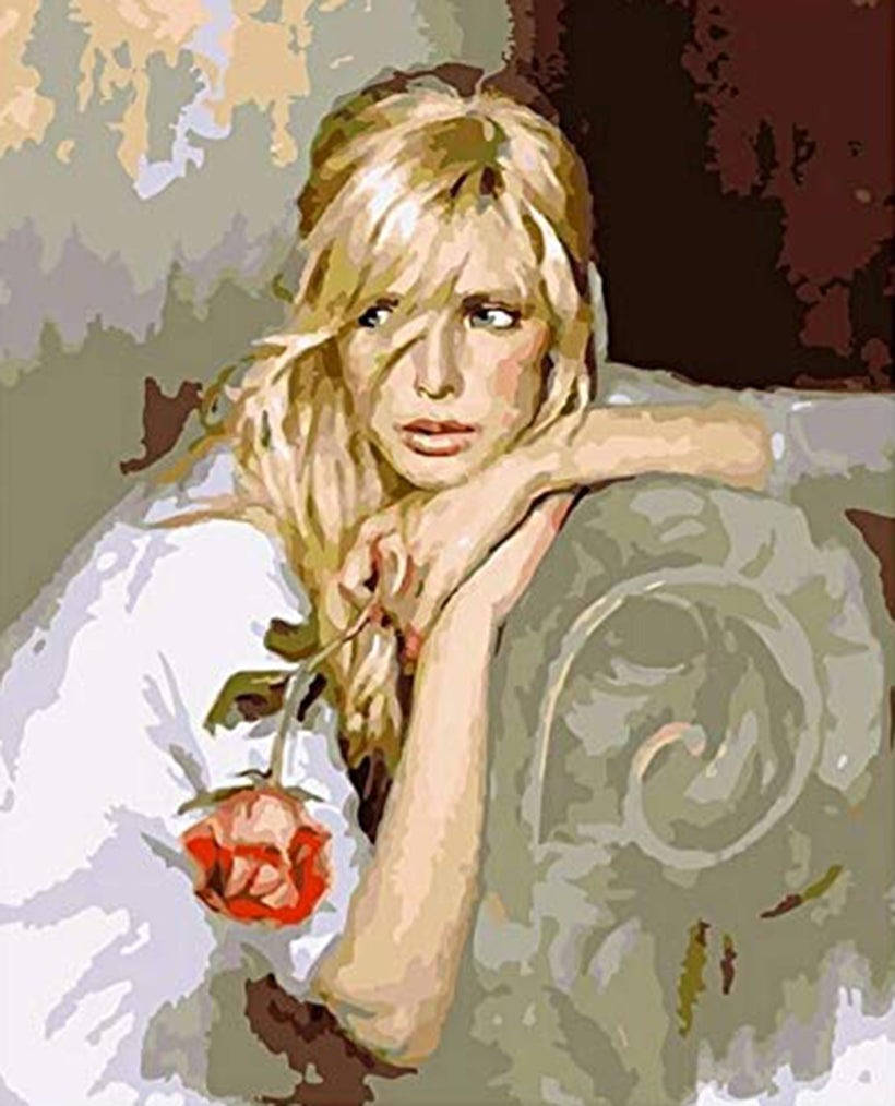 Beauté avec une Rose Peinture par Numéros