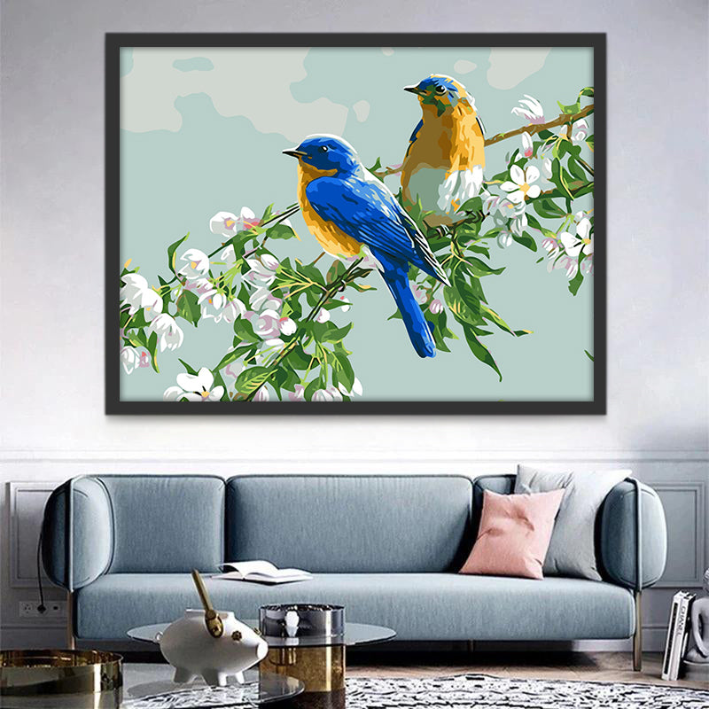 Beaux Oiseaux sur les Branches d’Arbres Peinture par Numéros