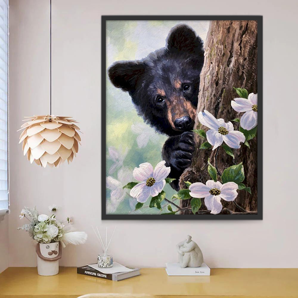 Bébé Ours Noir Timide Peinture par Numéros