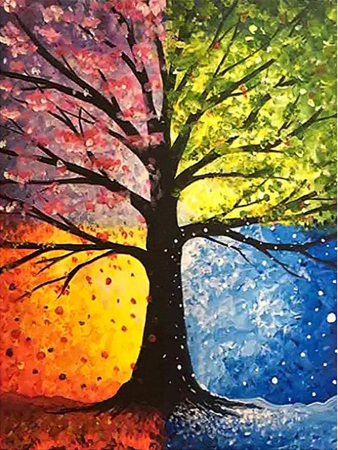 Bel Arbre Coloré Peinture par Numéros