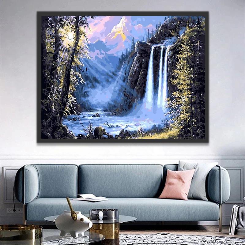 Belle Cascade Peinture par Numéros