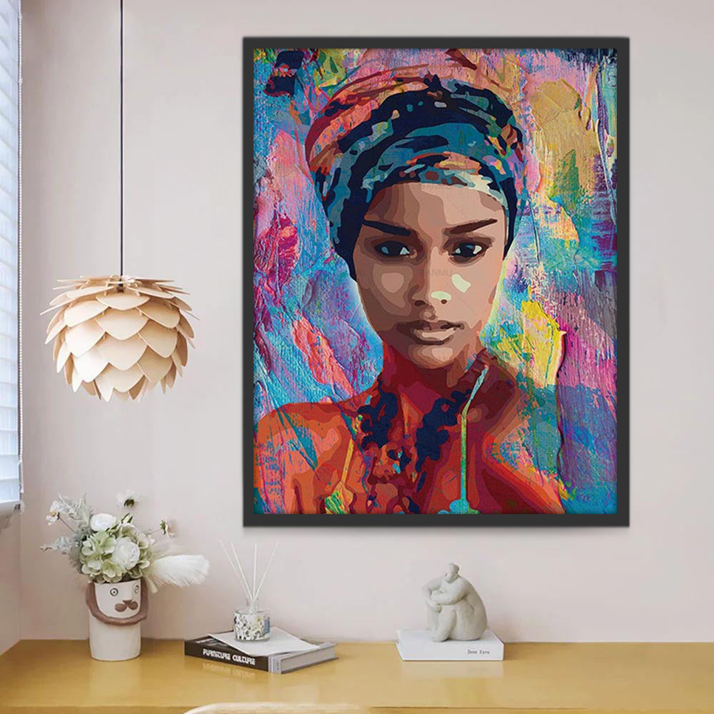 Belle Femme Afrique Peinture par Numéros