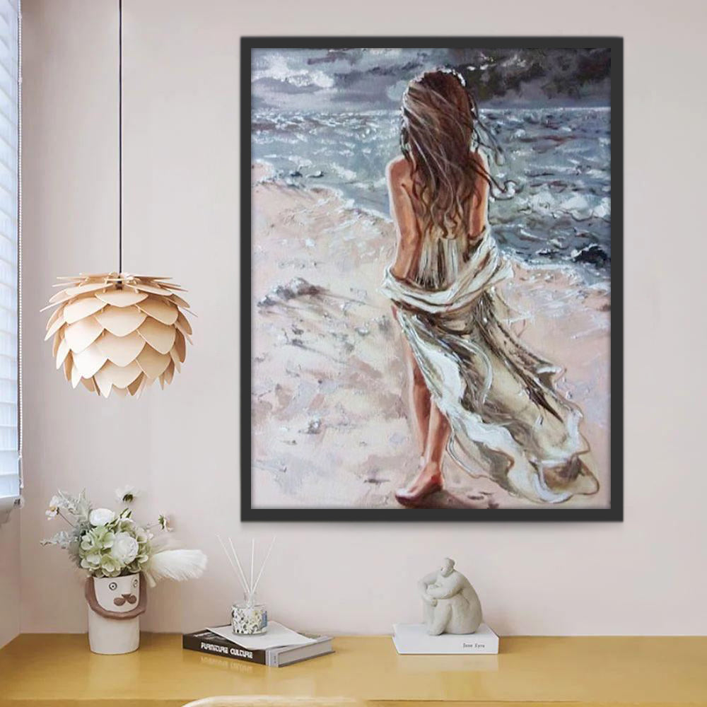 Belle Femme et Mer Peinture par Numéros
