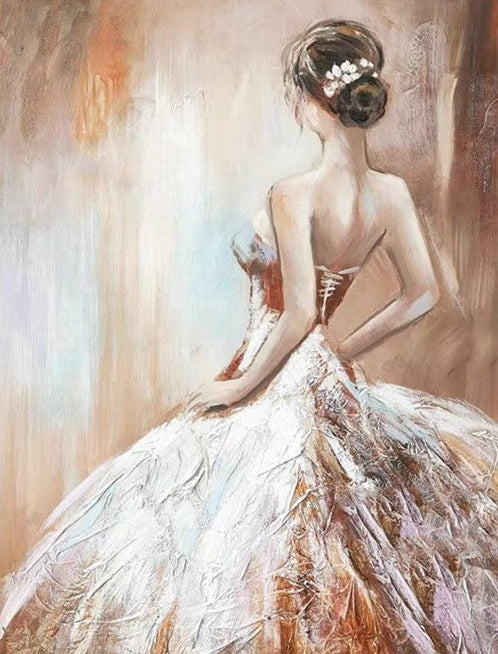 Belle Fille en Robe de Soirée Peinture par Numéros