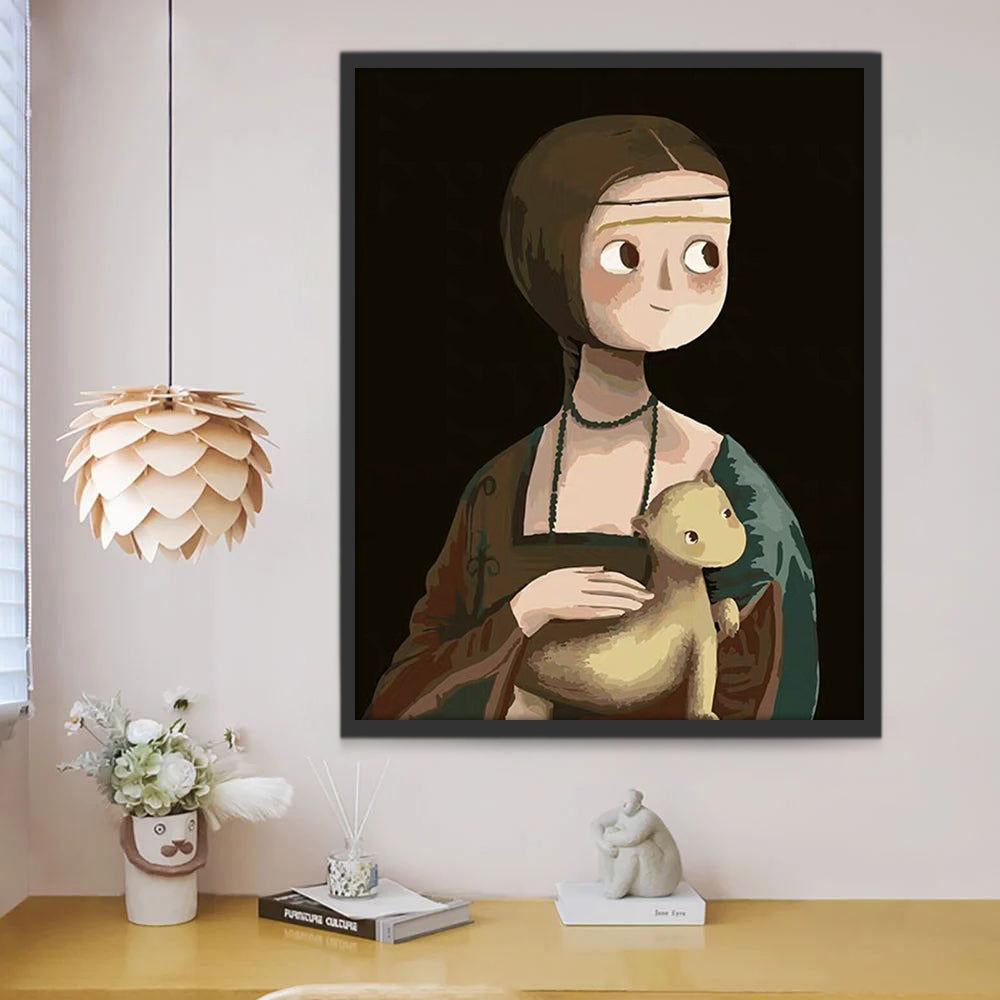 Belle Fille et Chaton Peinture par Numéros