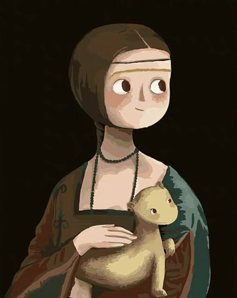 Belle Fille et Chaton Peinture par Numéros