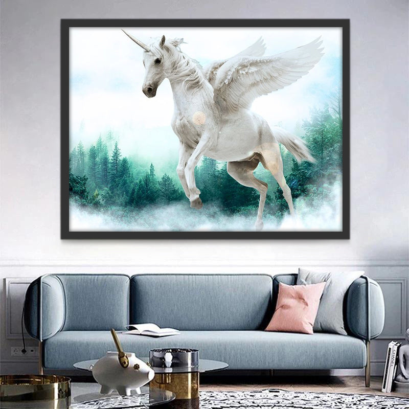 Belle Licorne Blanche Volant Peinture par Numéros