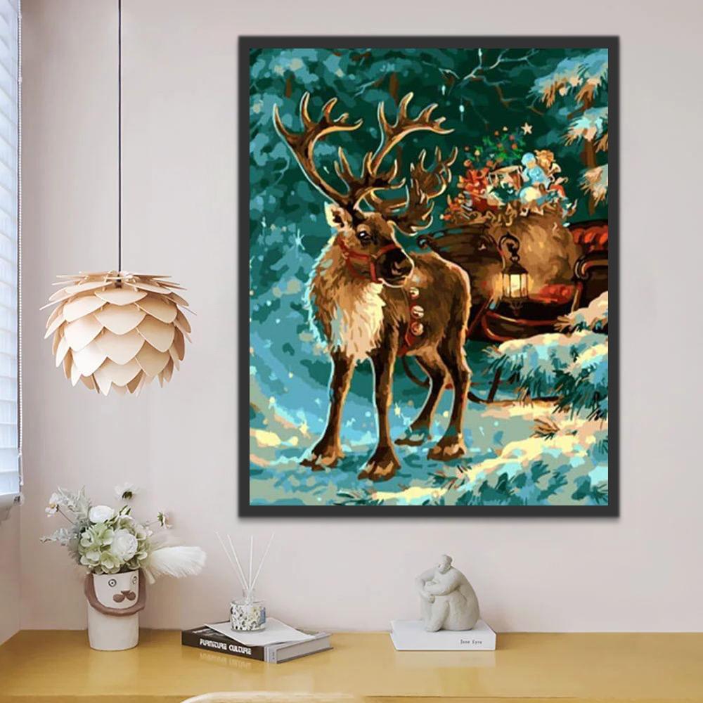 Belle Renne de Noël Peinture par Numéros