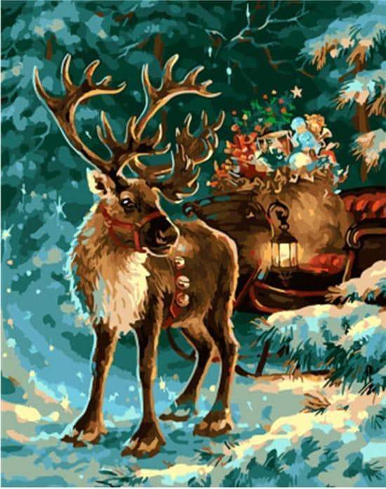 Belle Renne de Noël Peinture par Numéros