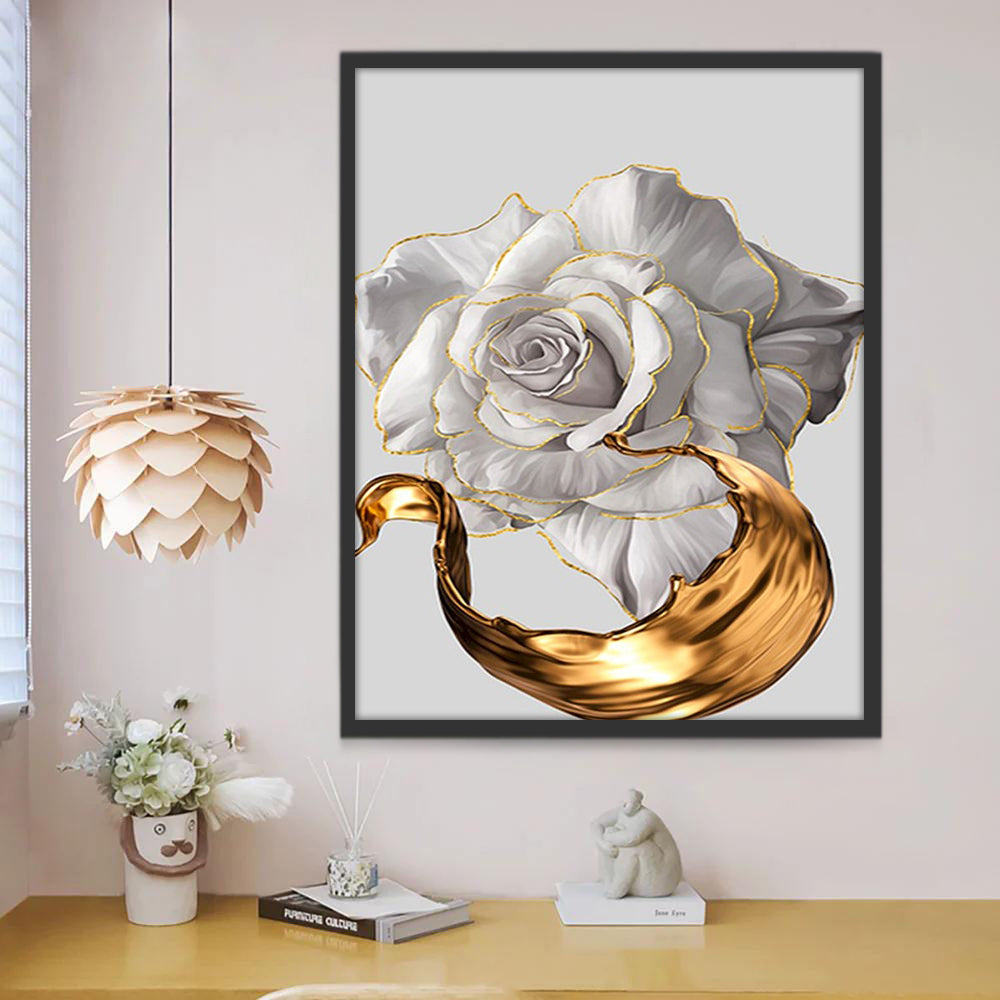 Belle Rose Blanche Peinture par Numéros