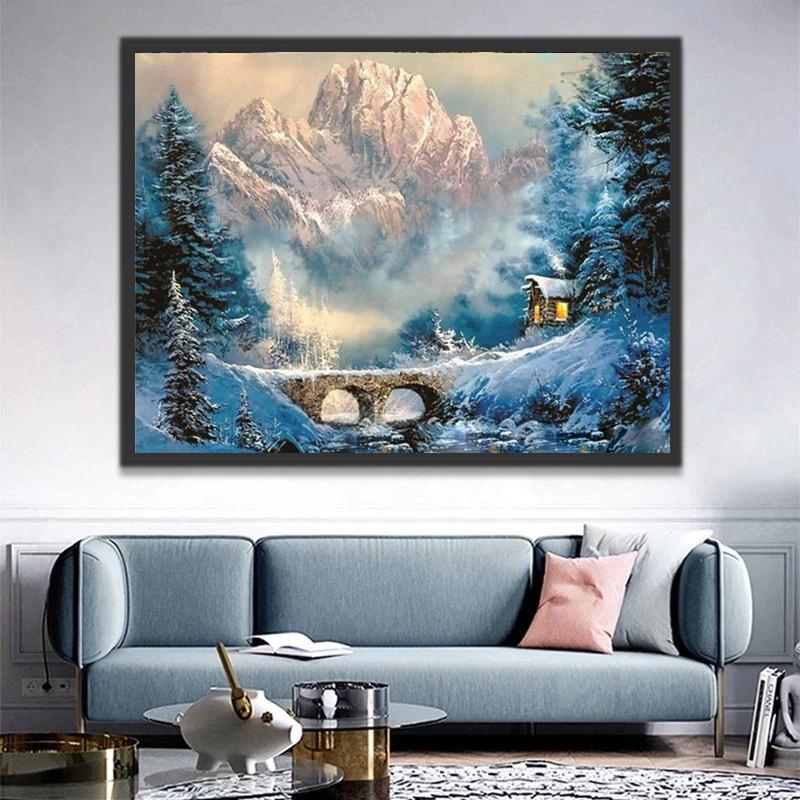 Belle Vue de Neige Peinture par Numéros