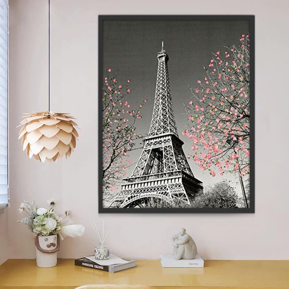 Belles Fleurs et Eiffel Peinture par Numéros