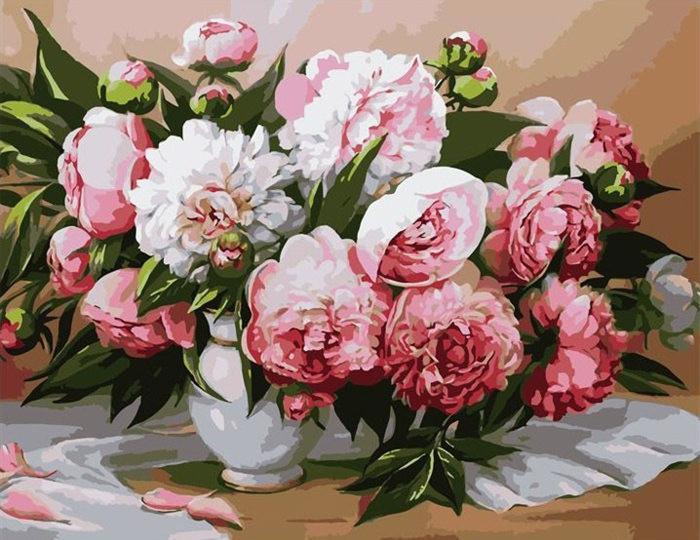 Belles Pivoines Colorées Peinture par Numéros