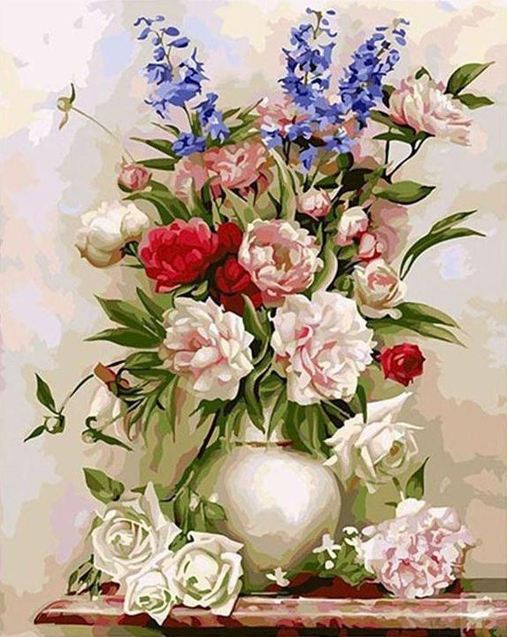 Belles Pivoines et Roses Peinture par Numéros