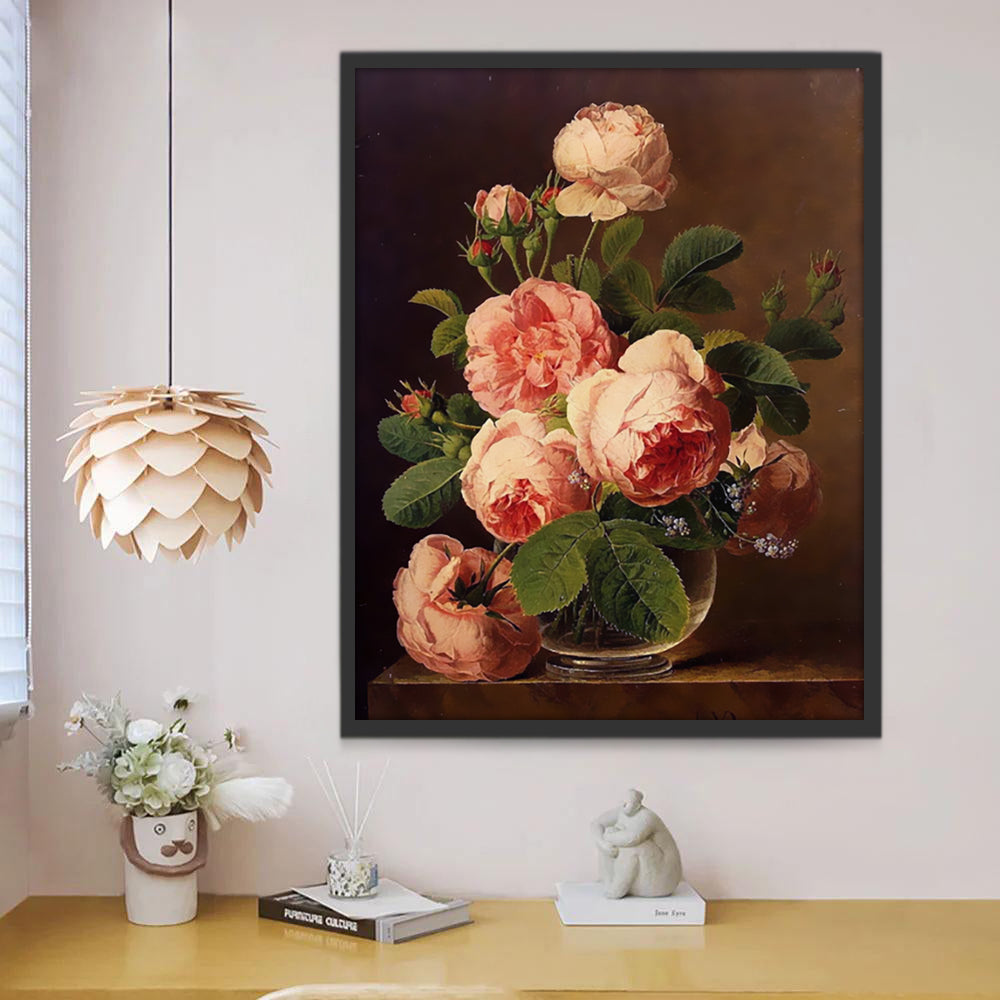 Belles Pivoines Roses Fleur Peinture par Numéros