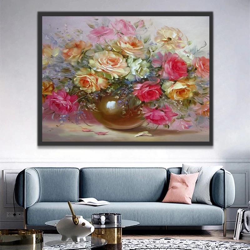 Belles Roses Colorées Peinture par Numéros