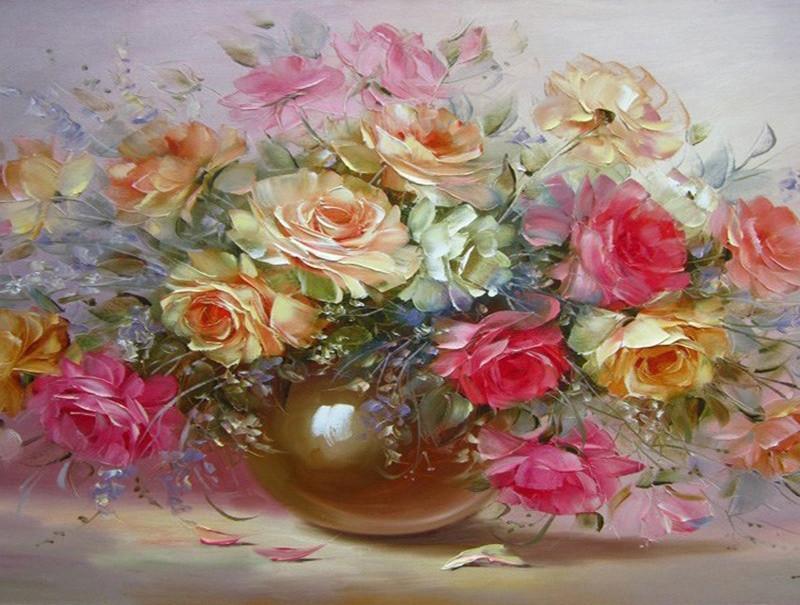 Belles Roses Colorées Peinture par Numéros