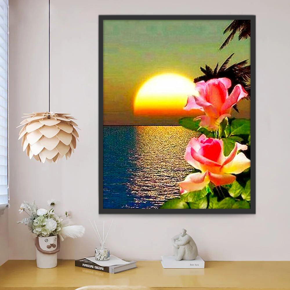 Belles Roses et Soleil Peinture par Numéros