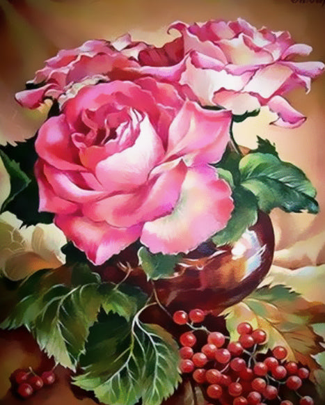 Belles Roses Peinture par Numéros