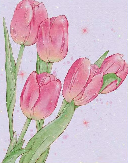 Belles Tulipes Fleur Peinture par Numéros