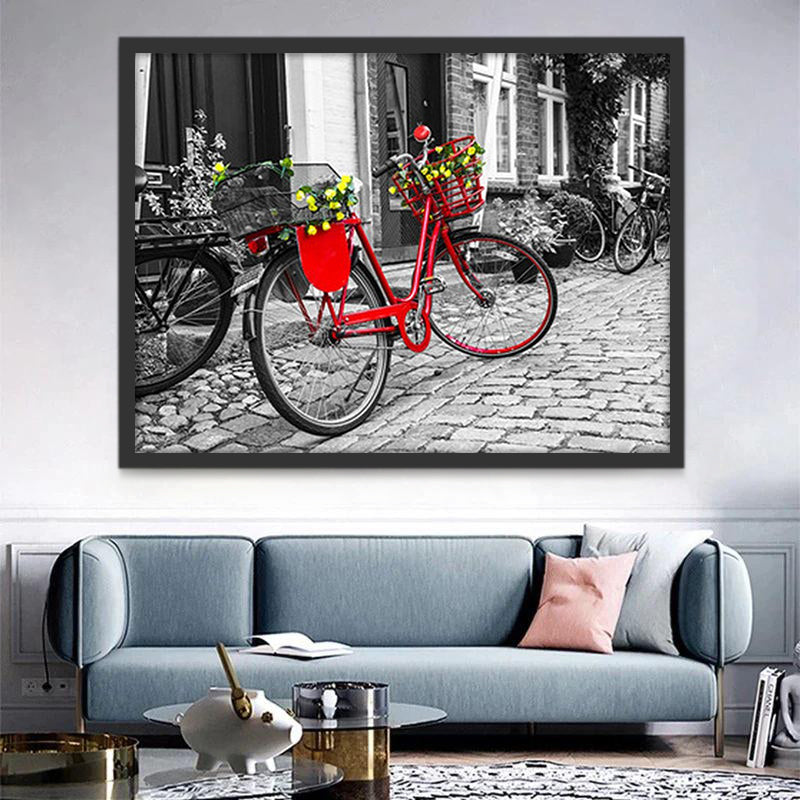 Bicyclette Rouge Peinture par Numéros