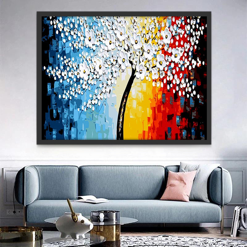 Blanches Fleurs Peinture par Numéros
