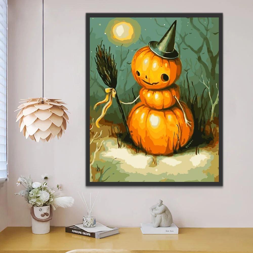 Bonhomme de Citrouille Halloween Peinture par Numéros