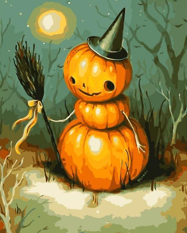 Bonhomme de Citrouille Halloween Peinture par Numéros