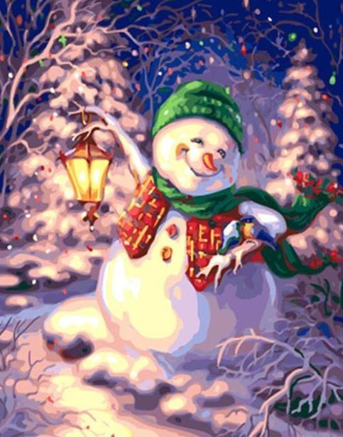 Bonhomme de Neige Adorable Noël Peinture par Numéros