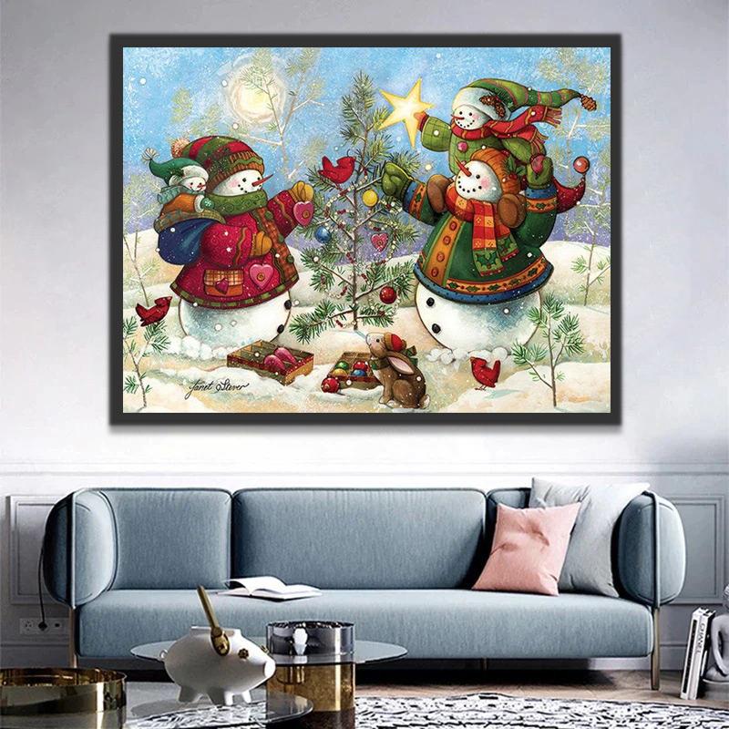 Bonhommes de Neige Jouant Peinture par Numéros
