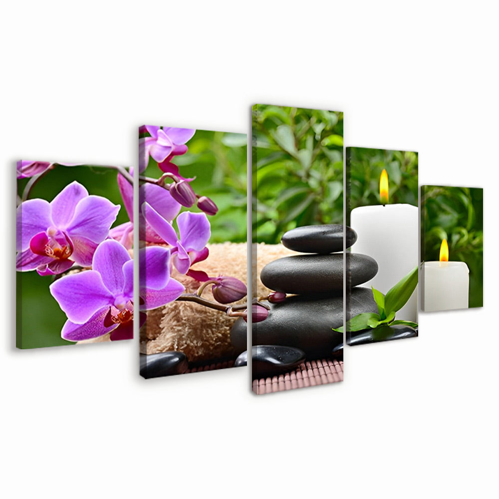 Bougies et Orchidée 5 Partie Peinture par Numéros