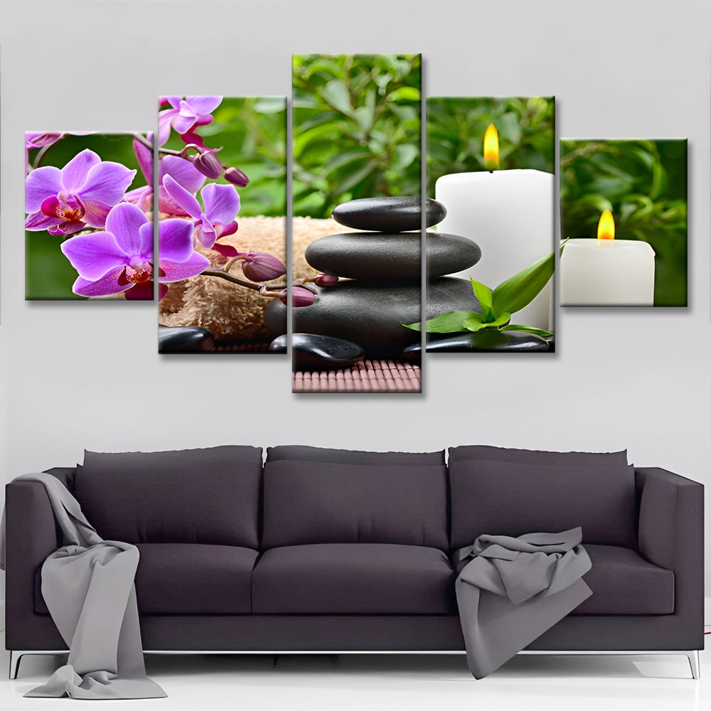 Bougies et Orchidée 5 Partie Peinture par Numéros