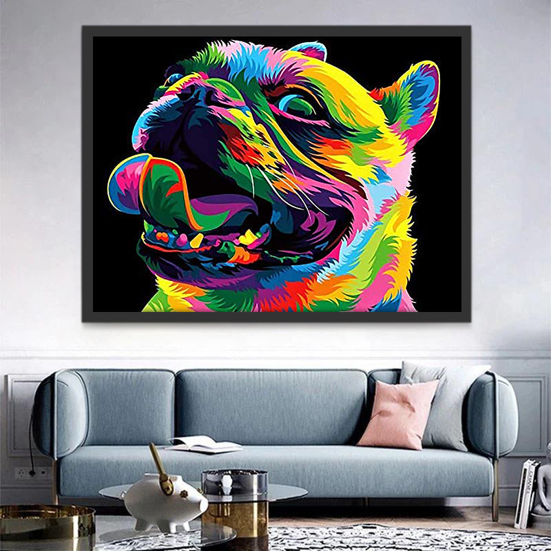 Bouledogue Français avec des Poils Multicolore Peinture par Numéros