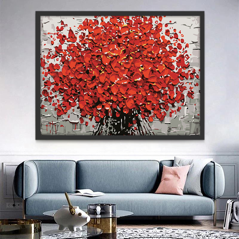 Bouquet de Fleurs Rouges Peinture par Numéros