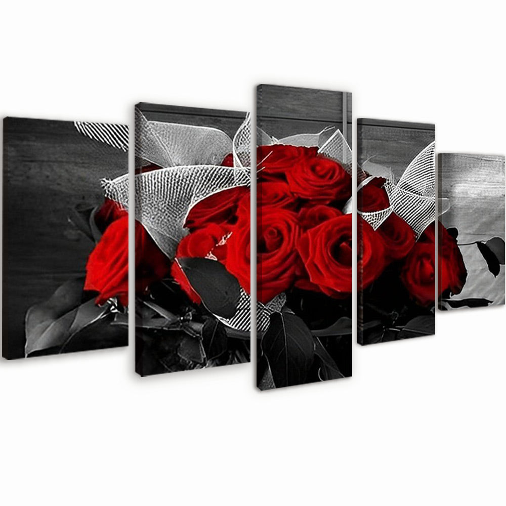 Bouquet de Roses Rouges 5 Partie Peinture par Numéros