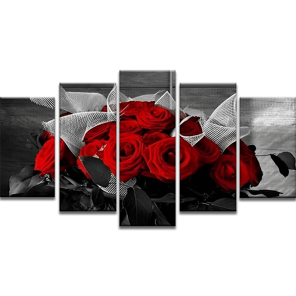 Bouquet de Roses Rouges 5 Partie Peinture par Numéros